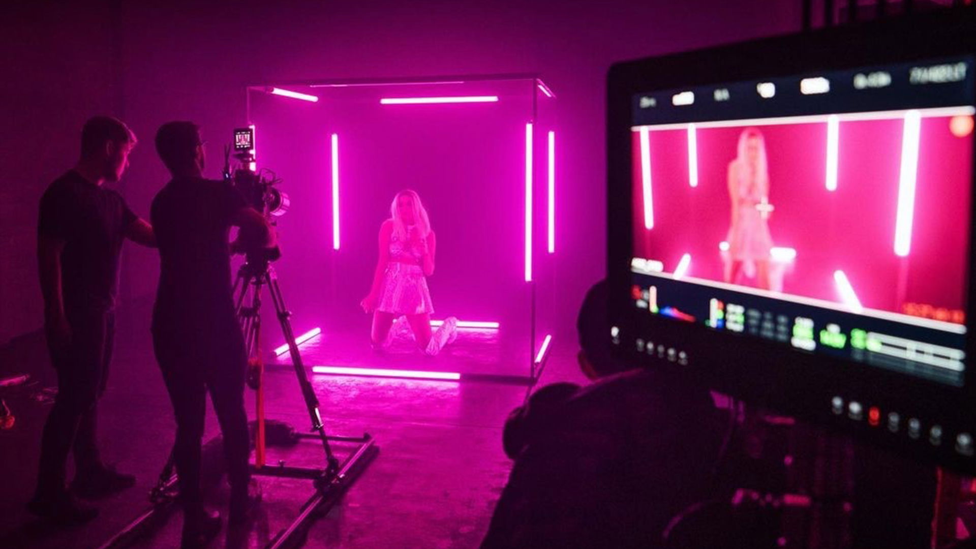 Astera tube family on a lit set